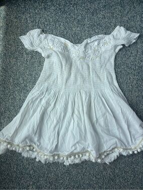 White Embroidered Off-Shoulder Sexy Little Swim Coverup